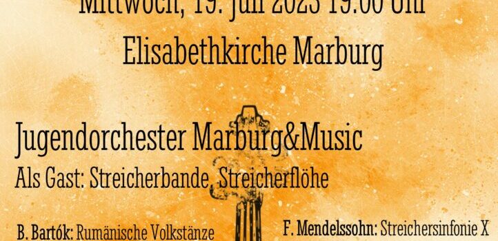 Konzertplakat (Ausschnitt) Sommerkonzert 2023 der M&Ms, Gäste: Streicherbande, Streicherflöhe